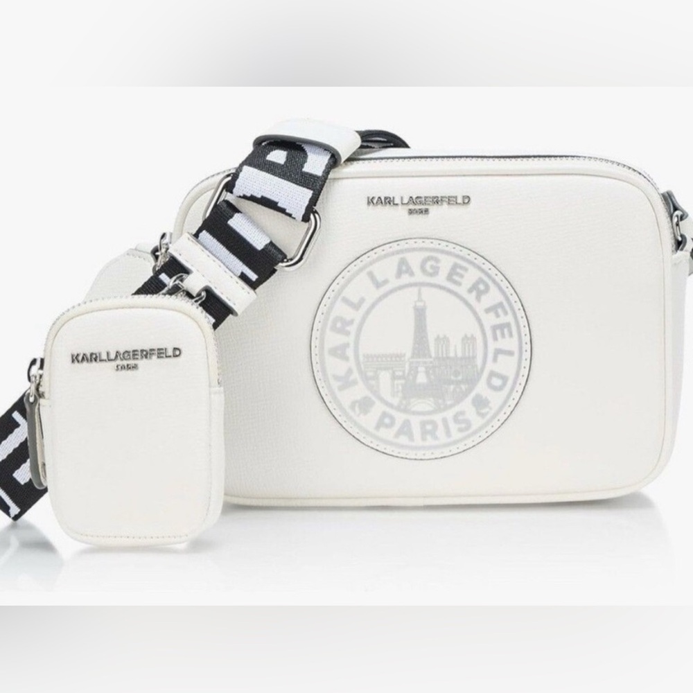 NWT Karl Lagerfeld White and Black Logo Crossbody Bag Set